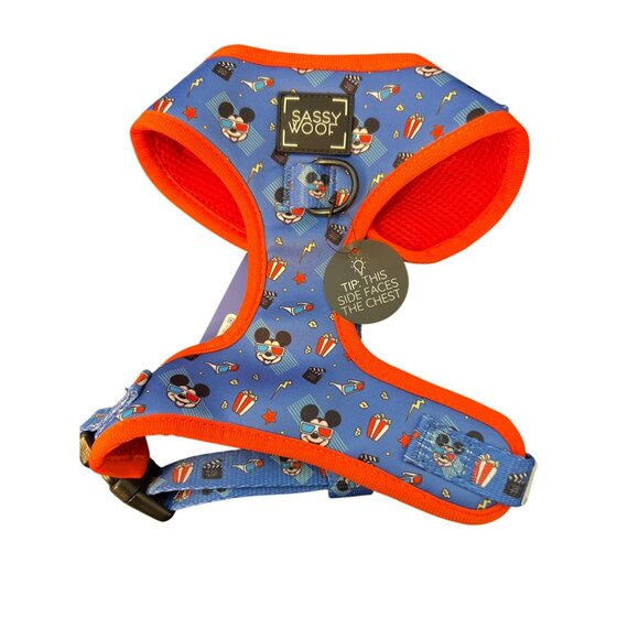 Disney Sassy Woof Adjustable Dog Harness Mickey Mouse Blue Red Stars Sz M NWT - Picture 1 of 6